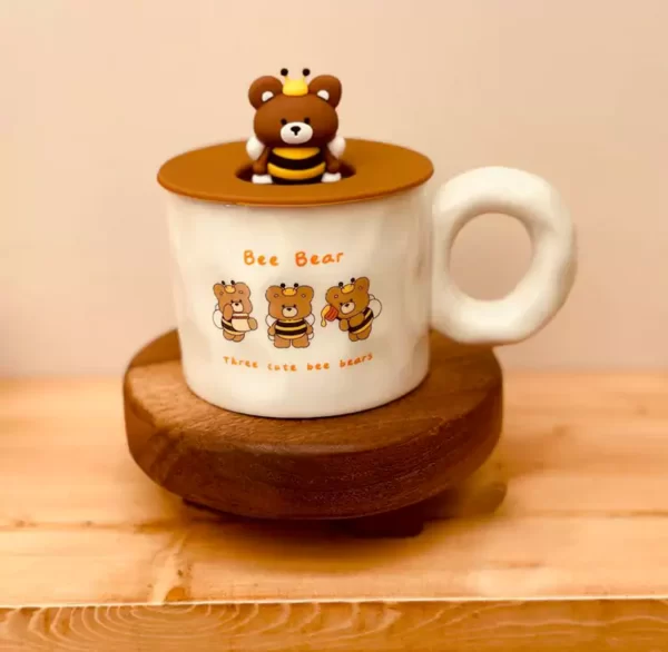 Silicone lid bee bear mug3