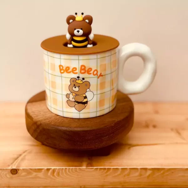 Silicone lid bee bear mug4