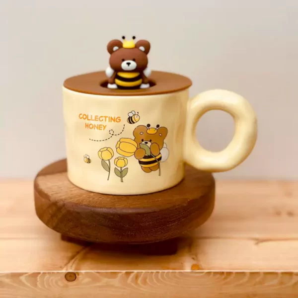 Silicone lid bee bear mug5